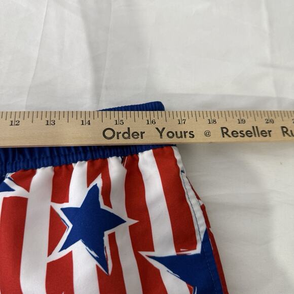 Mad Engine USA Flag Swim Shorts Size M Patriotic Stars Stripes Red Blue White - Picture 5 of 6